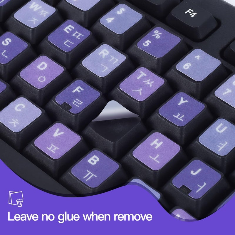 DAMMOMKO 2Pack Korean Keyboard Stickers, Korean-English Keyboard Sticker on Purple Background with White Lettering, Korean Keyboard Letters Replacement Stickers for Laptop Desktop Computer Notebook - Image 4